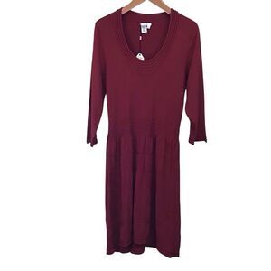 Sophie Max Ruby Red Sweater Dress XL Cotton Blend Long Sleeve